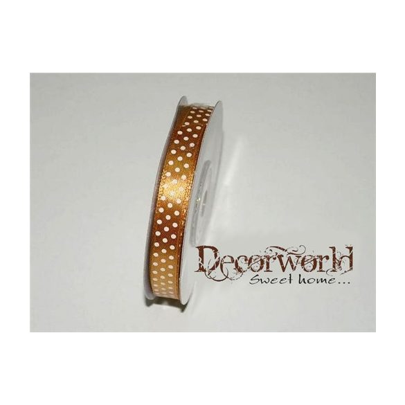 Szatén szalag pöttyös világos barna 10mm x 12yard