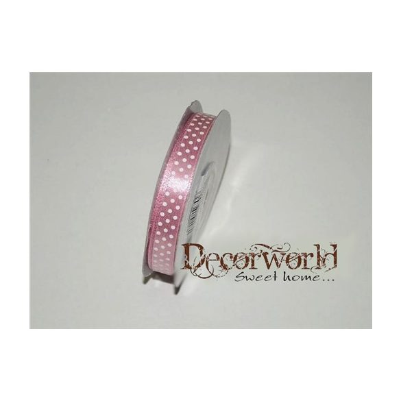 Szatén szalag pöttyös mályva 10mm x 12yard