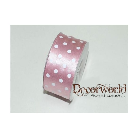 Szatén szalag pöttyös mályva 38mm x 12yard