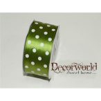 Szatén szalag pöttyös zöld 38mm x 12yard