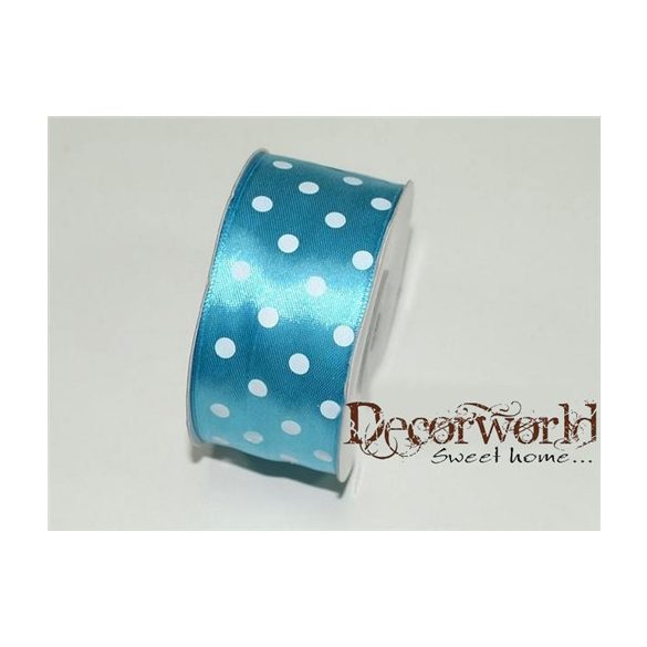 Szatén szalag pöttyös kék 38mm x 12yard