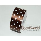 Szatén szalag pöttyös sötétbarna 38mm x 12yard