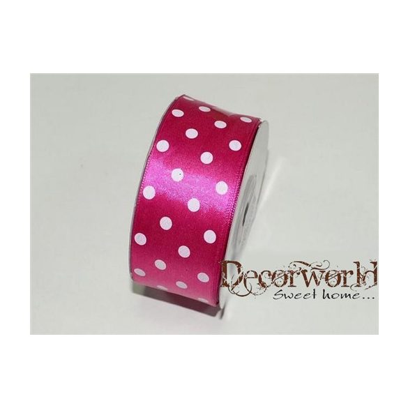 Szatén szalag pöttyös ciklámen 38mm x 12yard