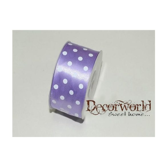 Szatén szalag pöttyös lila 38mm x 12yard