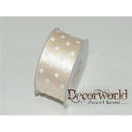 Szatén szalag pöttyös krém 38mm x 12yard