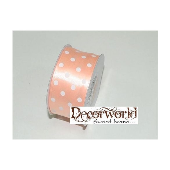 Szatén szalag pöttyös barack 38mm x 12yard