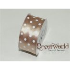 Szatén szalag pöttyös taupe 38mm x 12yard