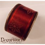   Textil szalag bordó hópelyhes csíkos arany széllel 6cm x 10m