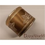 Textil szalag barna hópelyhes ezüst széllel 6cm x 10m