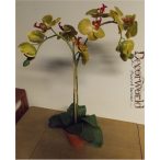   Phalaenopsis Orchidea ültetett cserépben 2 szálas textil oliva-zöld, pöttyös 60-70cm