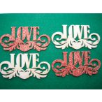 Csillámos fa LOVE díszítve 3db/csomag 10x5cm