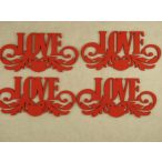 Piros fa LOVE díszítve 10x5cm 4db/csomag