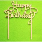   Barackszínű fa Torta dísz Happy Birthday felirat 1db 14x15cm