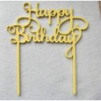   Citromsárga fa Torta dísz Happy Birthday felirat 1db 14x18cm