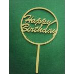   Citromsárga fekete fa Torta dísz,Körben, Happy Birthday 1db 10x18cm