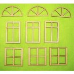   Natúr fa ablak szett négyzet , téglalap ,félkör 3szett /9 db 5x5cm 6x4 cm és 6x3 cm