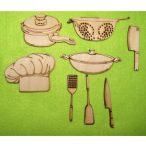   Natúr fa Szakács szett 1szett Sapka 7x5 cm tészta szűrő 9x3,5 cm,bárd 2x6,5cm