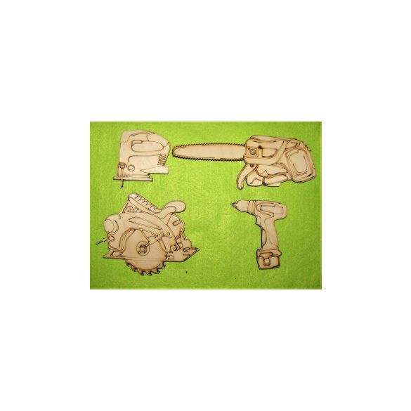 Natúr Szerszám gép 01 1 szett Láncfűrész 7x18 decopir fűrész 6,5x7 körfűrész12,5x10 fúró gép 6,5x8,5 cm