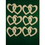 Fehér fa dupla szív 8x6cm 6db/csomag