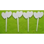 Fehér fa beszúrós dupla szív 4db/csomag 8x16cm