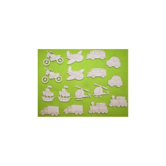 Natúr fa ballagási jármű vegyes csomag 2 szett, 16db/csomag Teherautó 3x6,autó 3,5x4,5,busz 3x6,vonat6x3,5,repülő,helikopter 5x4hajó 5x4,5x4