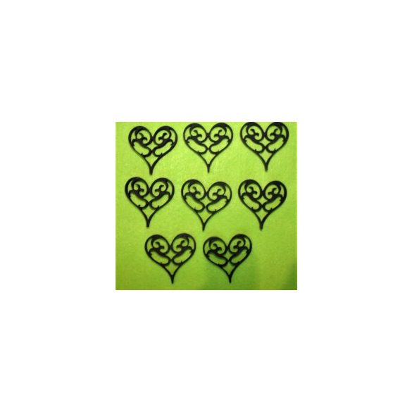 Fekete fa vintage szív 8db/csomag 4x4cm