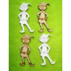 Natúr és fehér fa Vidám manó 4,5x9cm 4db/csomag