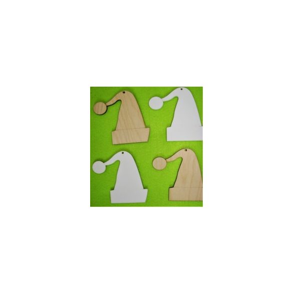 Natúr és fehér fa Manó sapka 4db/csomag 10x9,5cm cm