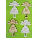 Natúr és fehér fa Angyal csillagos 4db/csomag 10x6,5cm cm
