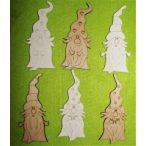 Natúr és fehér fa sapkás manók 6 db/csomag 10x4,5