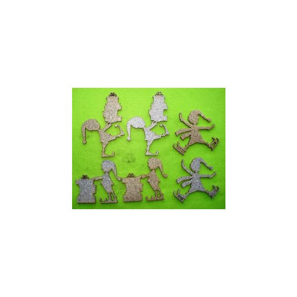 Csillámos fa karácsonyi manók 2 szett 6db/csomag 9x9,5-8x8,5-8x12