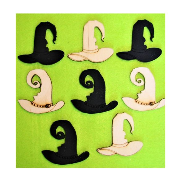 Vegyes színű fa Boszorkány sapka 5x4,7 cm 8db/csomag