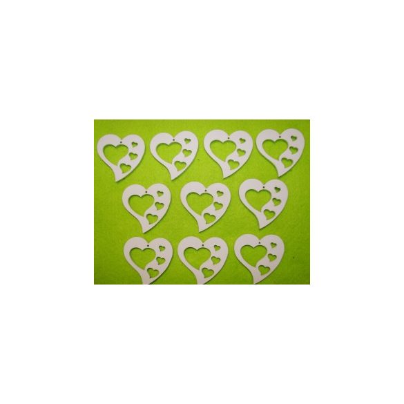 Fehér fa szív a szívben 10db/csomag 5,5x5,5cm