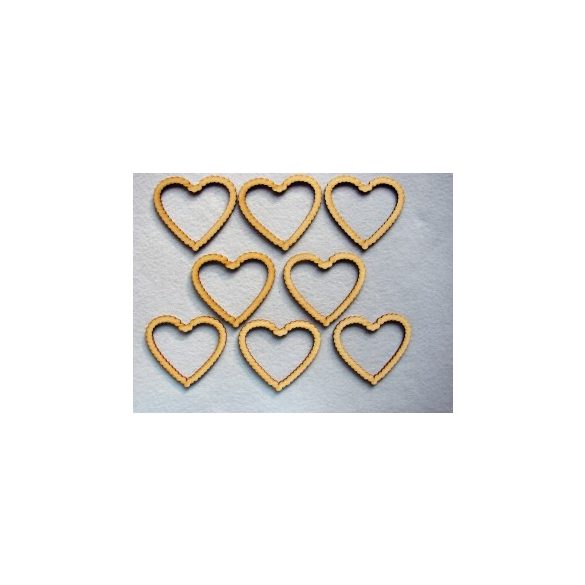 Natúr fa fodros szív 8db/csomag 9x8cm vastagság 3mm