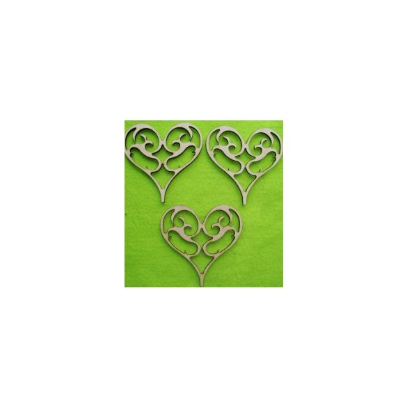 Natúr fa Vintage szív 3db/csomag 10x10cm