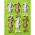 Natúr és fehér fa Udvari bolond 6db/csomag 10x4,5cm