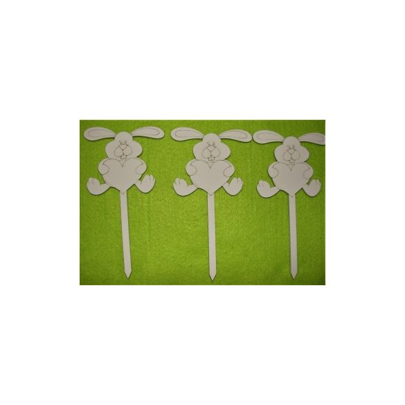 Fehér fa Beszúrós nyuszi 3 db/csomag 17x9cm