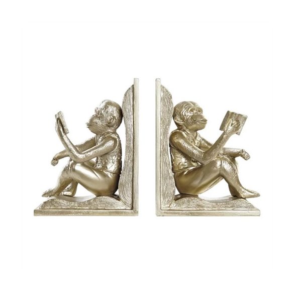 Könyvtámasz szett poly majom 13x12x17,5cm - Arany S/2