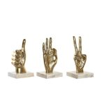 Figura kezeke aluminium 10x10x20cm - Arany 3féle