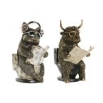 Figura bika, kutya wc-n fém 14,5x11x20,5cm - Arany 2féle