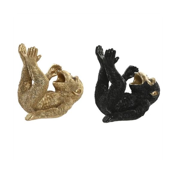 Figura majom poly 24,5x15x22,5cm - Arany,fekete 2féle
