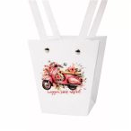   Virágtáska trapéz "Legyen szép napod!" feliratos 12x8x12,5cm - Fehér (10db/csom.)