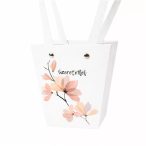  Virágtáska trapéz "Szeretettel" feliratos 12x8x12,5cm - Fehér (10db/csom.)