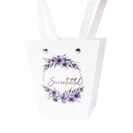   Virágtáska trapéz "Szeretettel!" feliratos 12x8x12,5cm - Fehér (10db/csom.)