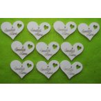 Fehér fa szeretlek mama kis szivel 10db/csomag 5x4cm