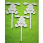   Fehér fa Beszúrós nyuszi Szeretlek felirattal 3 db/csomag 17x9cm