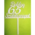   Fehér fa Beszúrós Boldog születésnapot 65-ös 1db 13x17cm