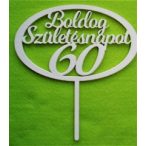   Fehér fa Beszúrós Ovális kerettel, Boldog születésnapot 60-as1db 1db 15x17cm
