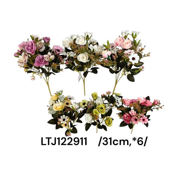 Kisrózsás virágos csokor x6 - Több színben