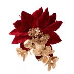 Mikulásvirág + eukaliptusz 27cm - Bordó/arany